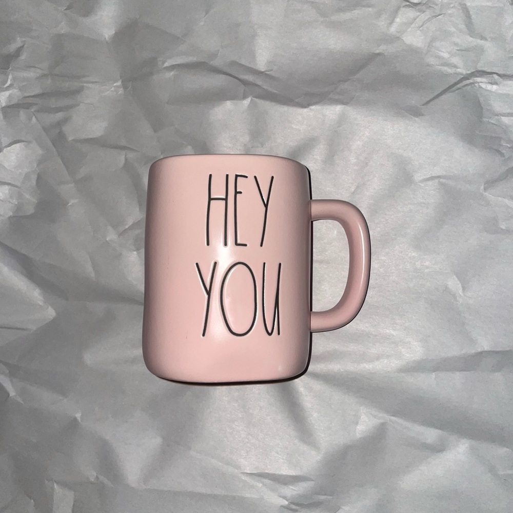 Rae Dunn HEY YOU pink Mug